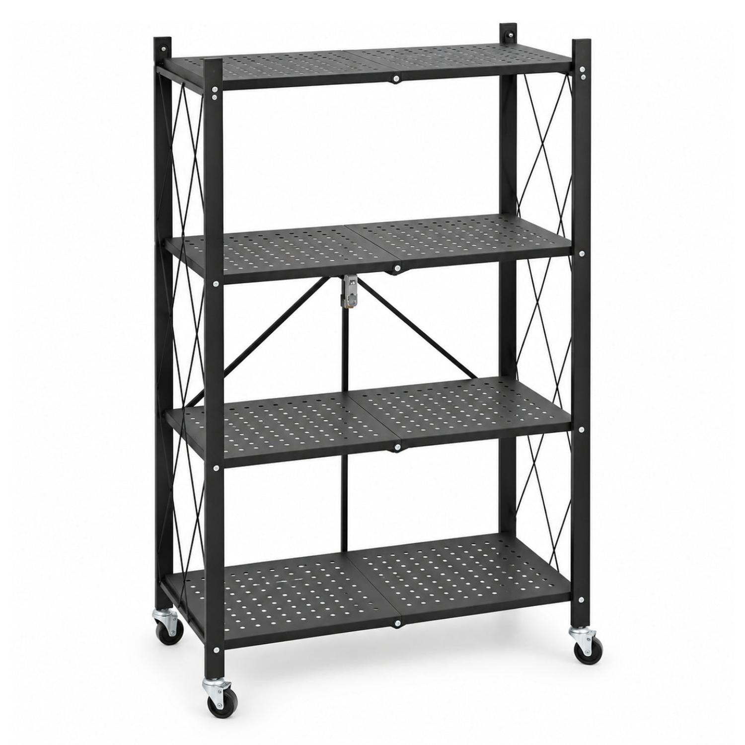 ESTANTE METÁLICO ORGANIZADOR DE 4 NIVELES CON RUEDAS NEGRO 125X72X34CM - 6