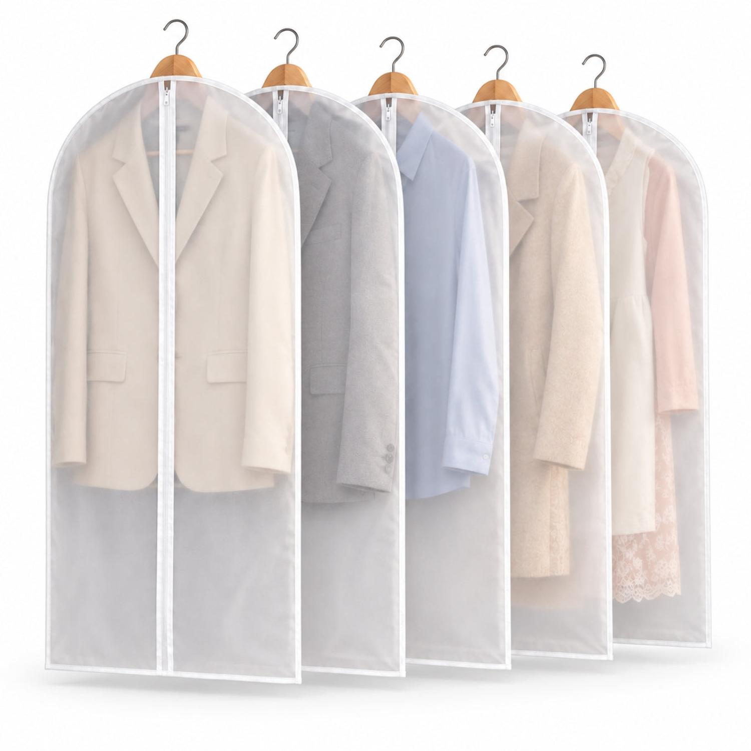 PACK X5 FUNDAS PARA TRAJES 120X60CM ORGANIZADOR ROPA CON CIERRE PROTECCIÓN ANTIPOLVO - 1
