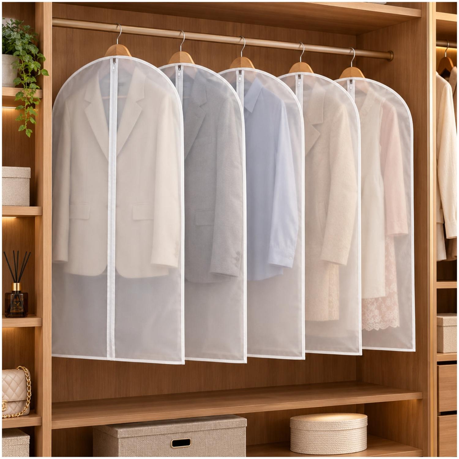 PACK X5 FUNDAS PARA TRAJES 120X60CM ORGANIZADOR ROPA CON CIERRE PROTECCIÓN ANTIPOLVO - 2