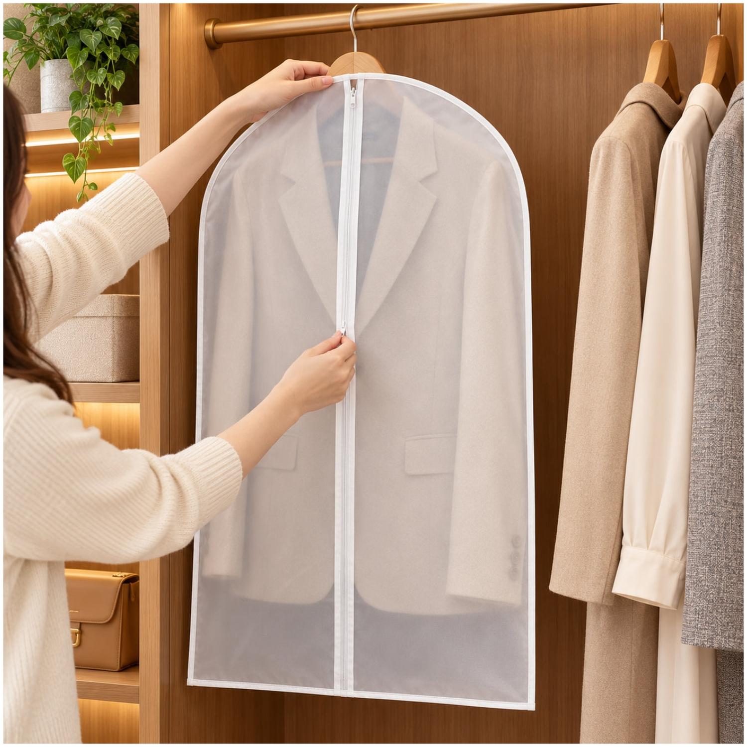 PACK X5 FUNDAS PARA TRAJES 120X60CM ORGANIZADOR ROPA CON CIERRE PROTECCIÓN ANTIPOLVO - 3