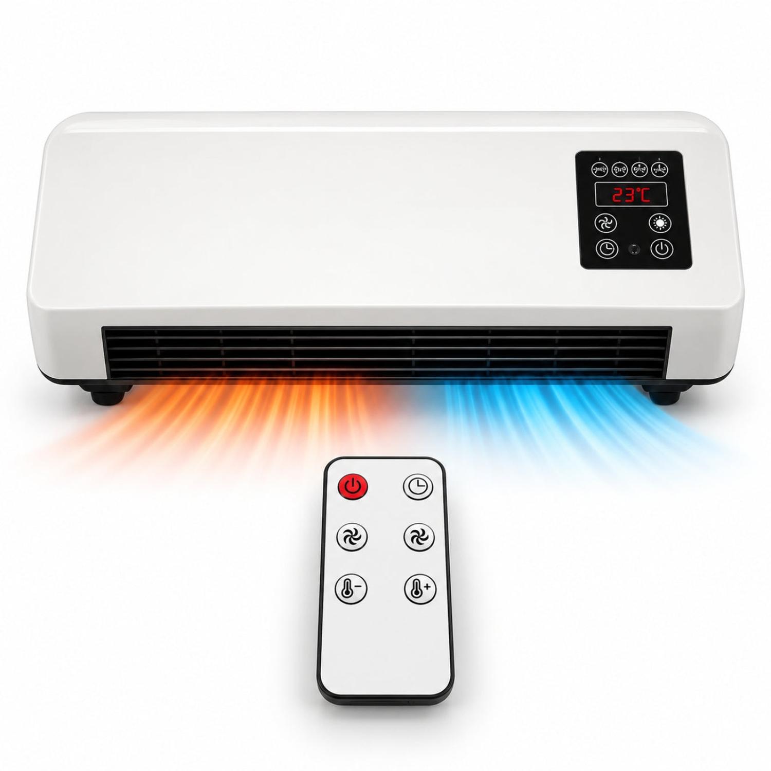 CALEFACTOR DE PARED 2 EN 1 FRÍO/CALOR 1500W CON CONTROL REMOTO Y SECADOR DE ROPA - 3
