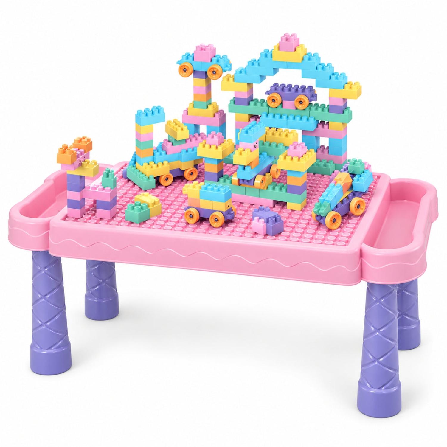 MESA DIDÁCTICA INFANTIL BLOQUES DE CONSTRUCCIÓN 88 PIEZAS ROSADO - 4