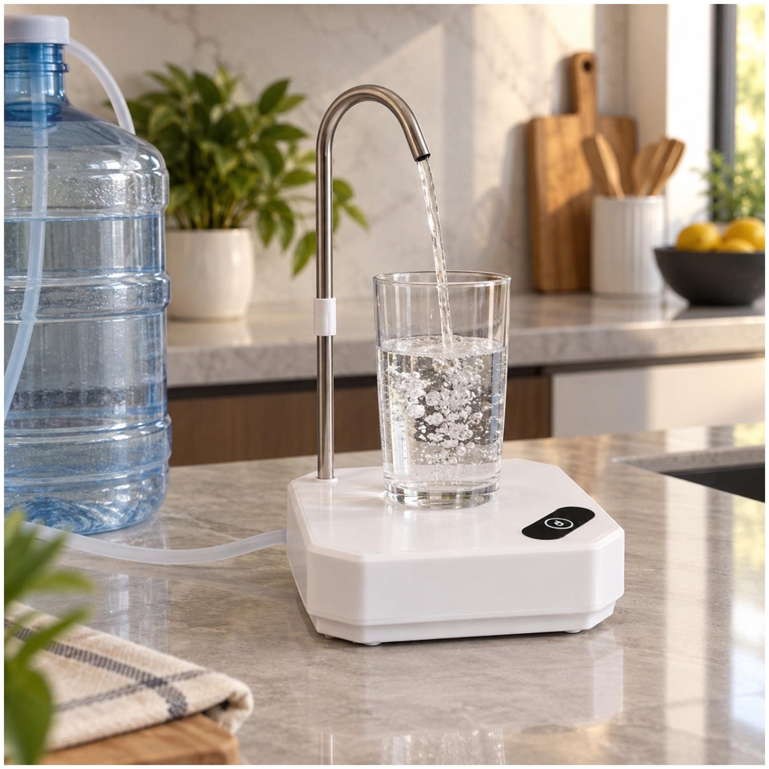 DISPENSADOR DE AGUA ELÉCTRICO RECARGABLE USB TIPO-C CON BASE Y CAÑO DE ACERO - 3