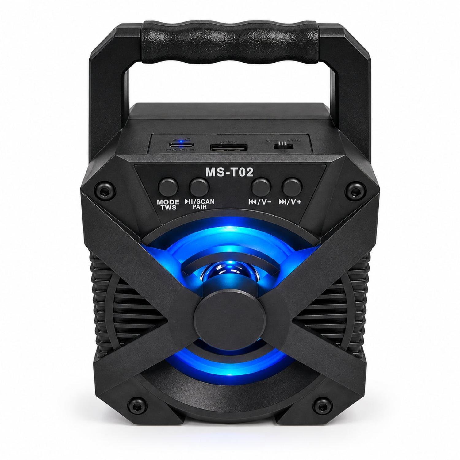 PARLANTE BLUETOOTH PORTÁTIL MS-T02 5W CON LUCES RGB RADIO FM USB Y TWS - 1