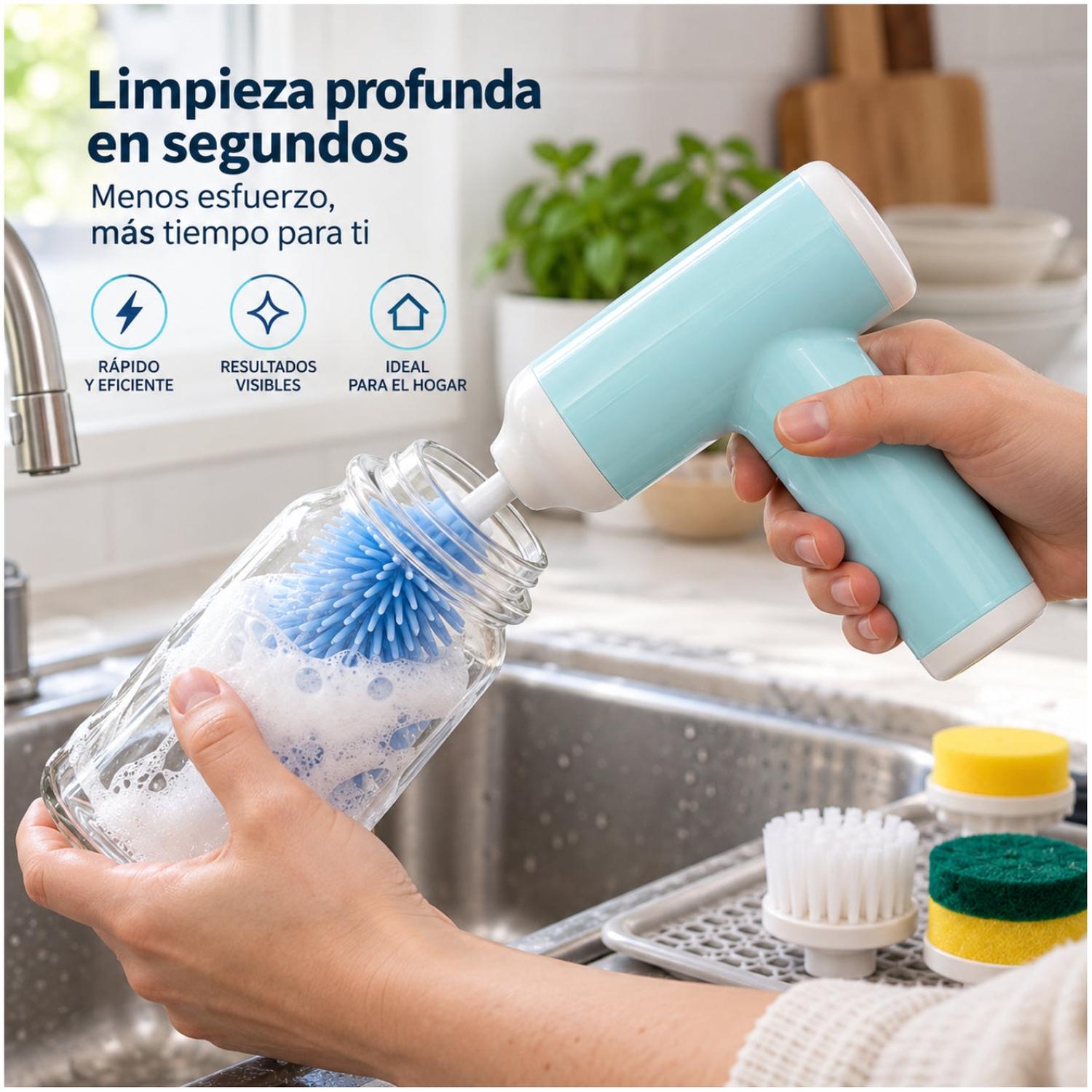 CEPILLO ELÉCTRICO MULTIFUNCIONAL INALÁMBRICO RECARGABLE 8 EN 1 COLOR ALEATORIO - 3