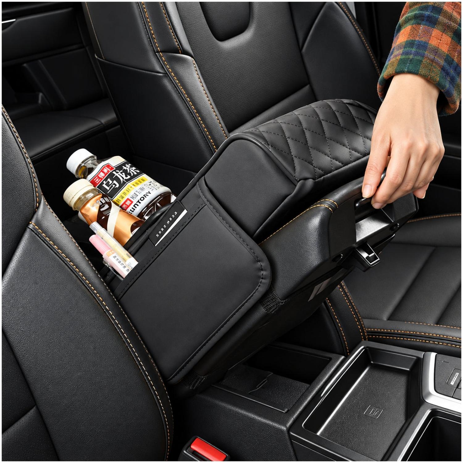 ORGANIZADOR MULTIFUNCIONAL PARA APOYABRAZOS DE AUTO CON PORTAVASOS Y PORTAPAÑUELOS - 2