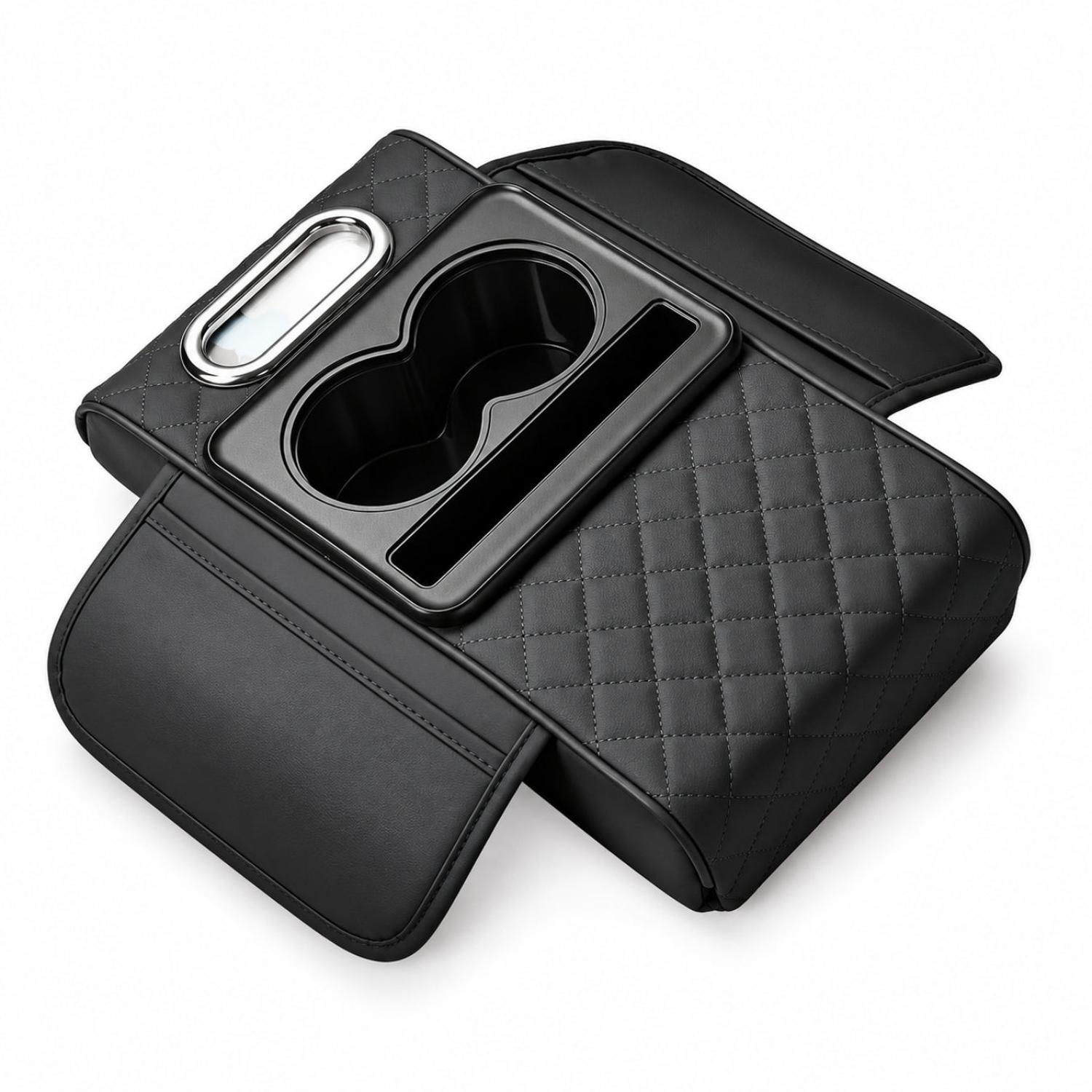 ORGANIZADOR MULTIFUNCIONAL PARA APOYABRAZOS DE AUTO CON PORTAVASOS Y PORTAPAÑUELOS - 5