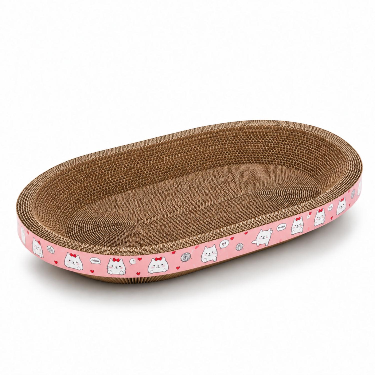 CAMA RASCADOR OVALADO PARA GATO CORRUGADO DE ALTA DENSIDAD 40X60CM - 5