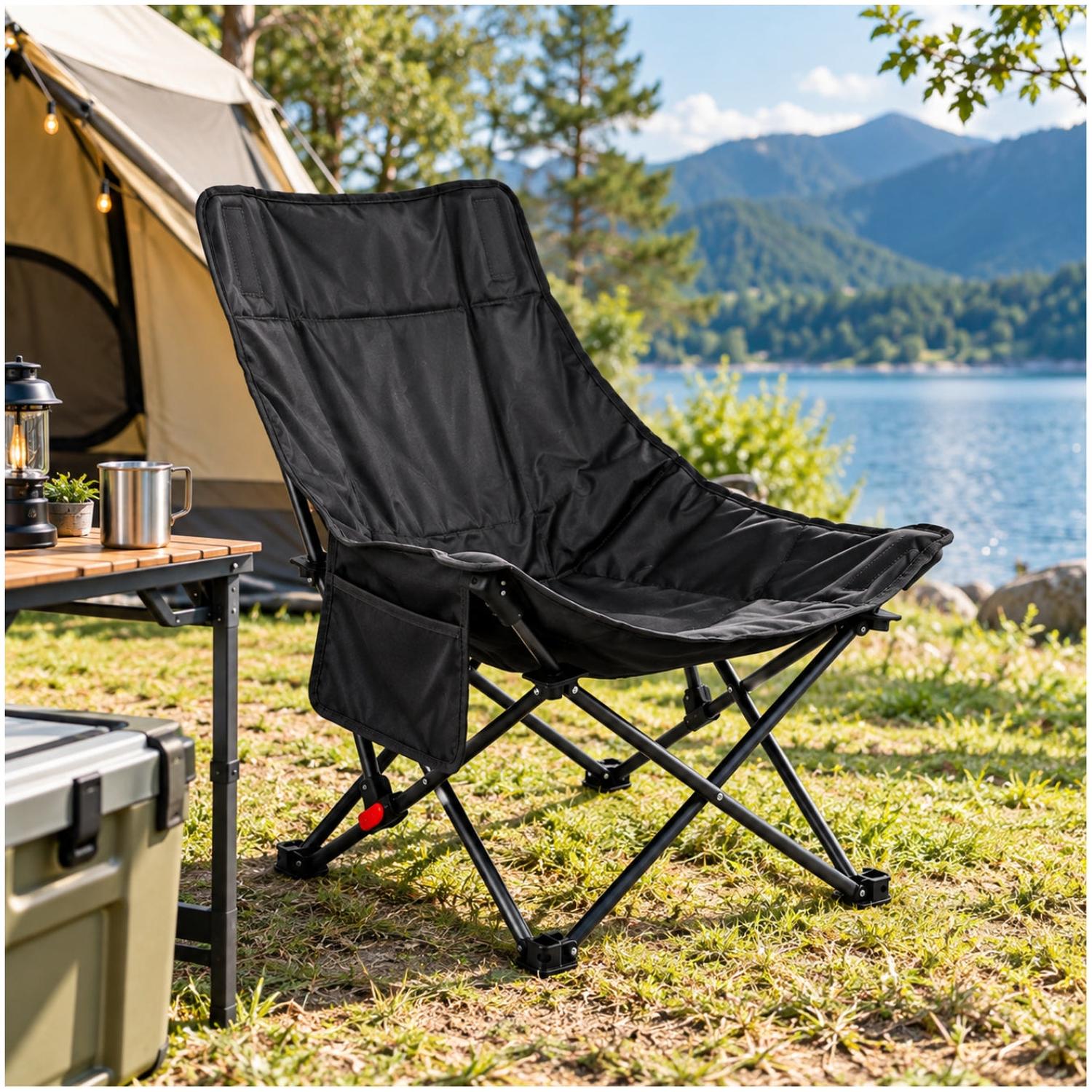 SILLA PLEGABLE PARA CAMPING PORTÁTIL OXFORD 600D CON BOLSA DE TRANSPORTE TAMAÑO M - 3
