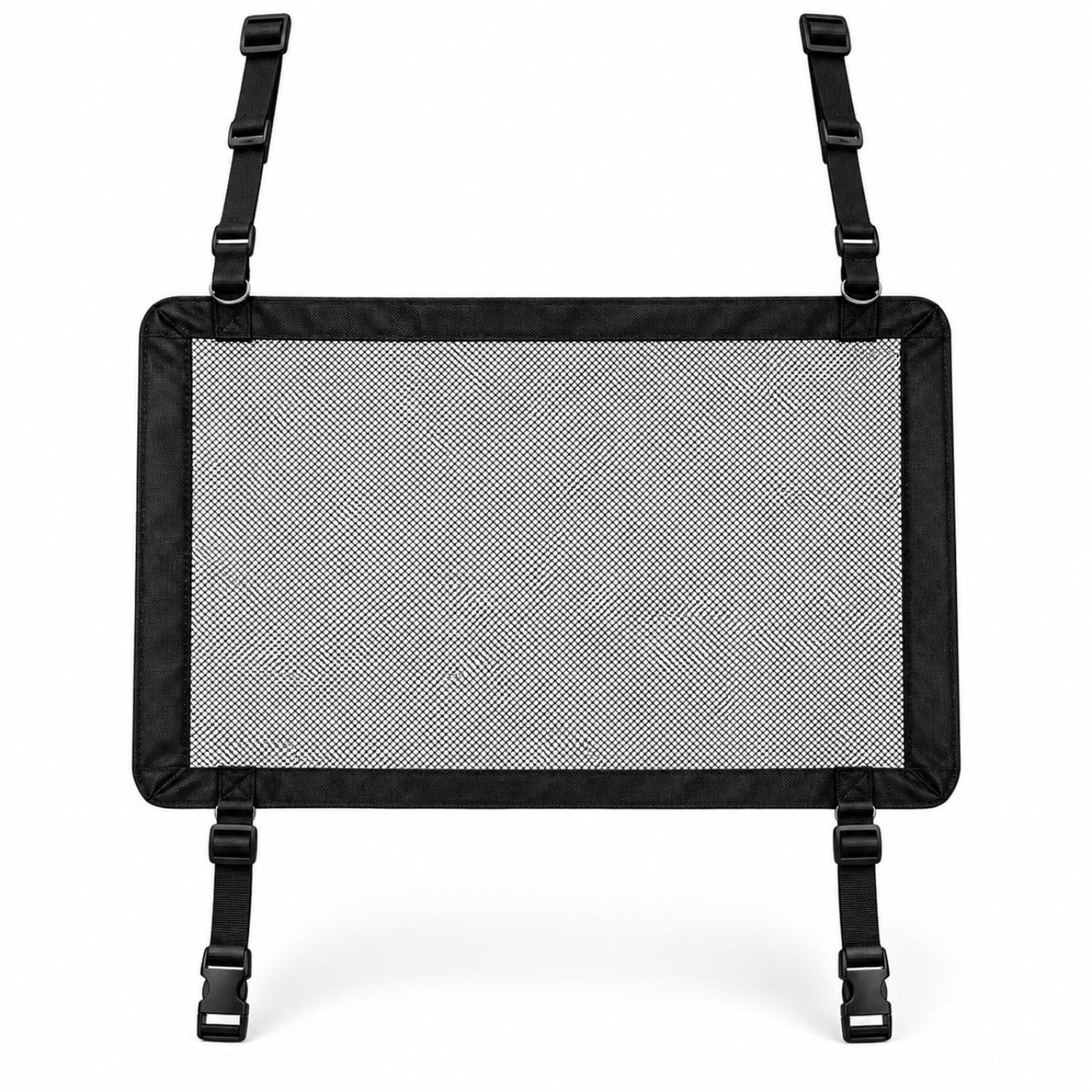 BARRERA DE SEGURIDAD PARA MASCOTAS EN AUTO CON MALLA AJUSTABLE Y CORREAS - 4