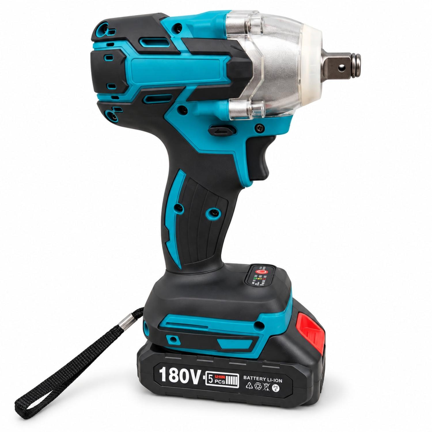 KIT LLAVE DE IMPACTO AZUL INALÁMBRICA 1/2' DOBLE BATERÍA 180V TALADRO ATORNILLADOR - 4