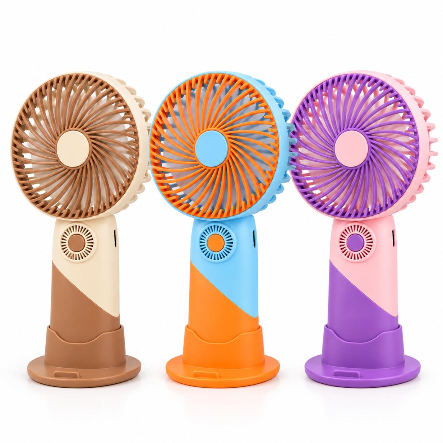 MINI VENTILADOR PORTÁTIL RECARGABLE USB 3 VELOCIDADES CON BASE PARA CELULAR COLOR ALEATORIO - 4