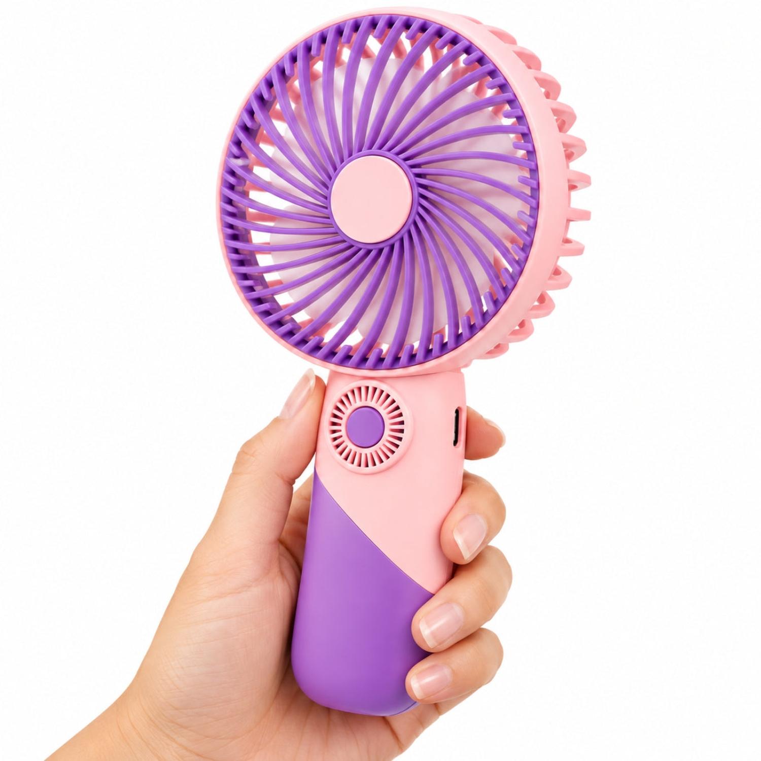 MINI VENTILADOR PORTÁTIL RECARGABLE USB 3 VELOCIDADES CON BASE PARA CELULAR COLOR ALEATORIO - 5