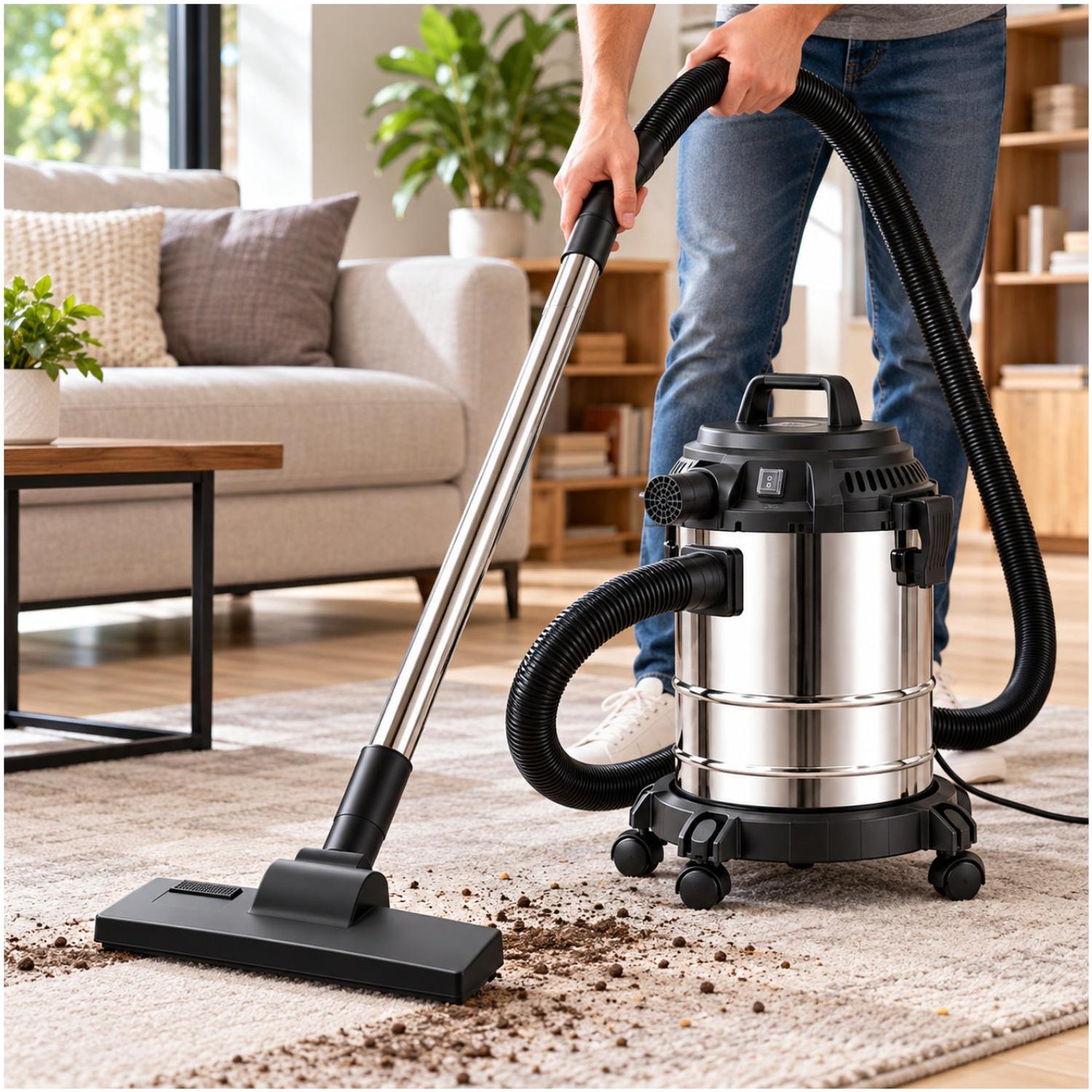 ASPIRADORA MULTIUSO 35L ACERO INOXIDABLE 5800W PARA SÓLIDOS Y LÍQUIDOS CON FILTRO HEPA - 4