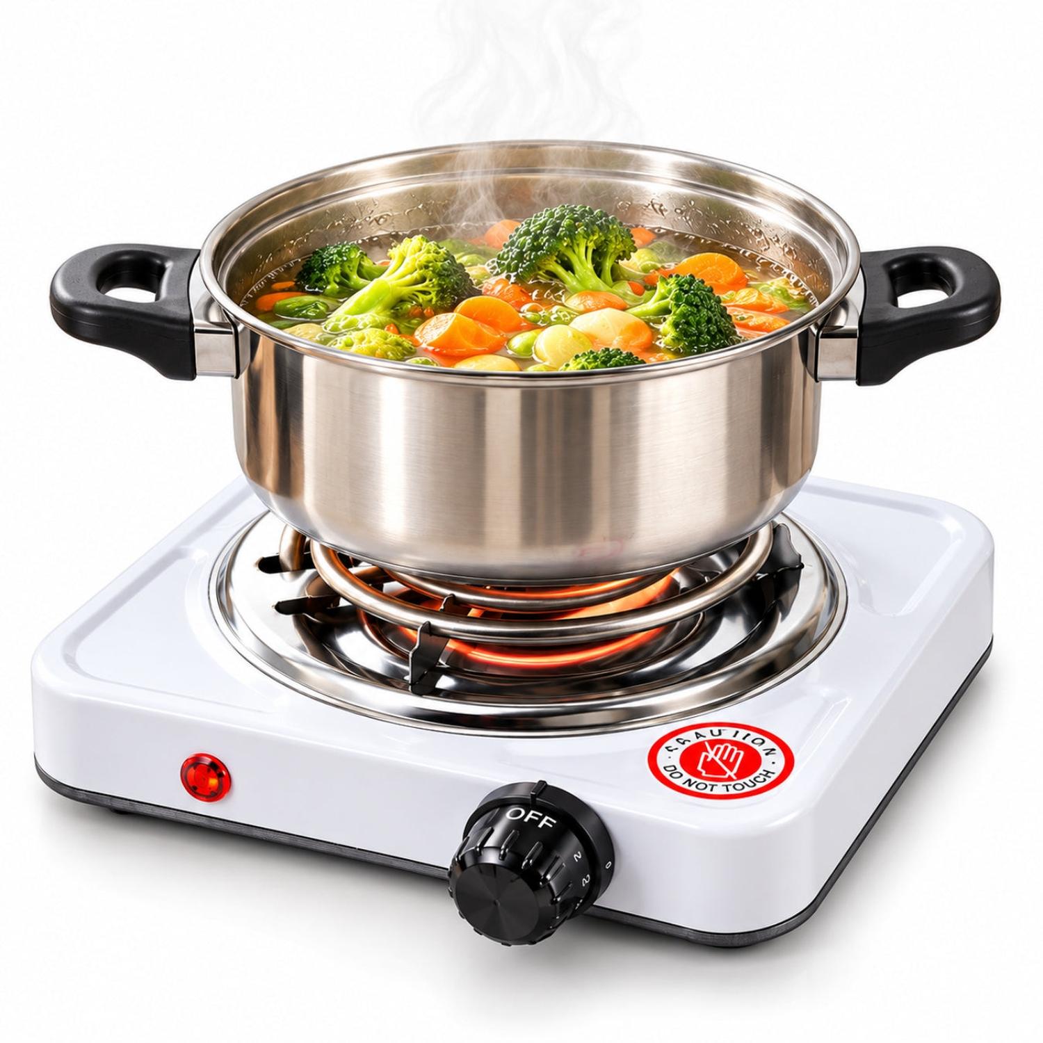 COCINA ELÉCTRICA 1 HORNILLAS 1000W GFT-1010B CON CONTROL DE TEMPERATURA - 1