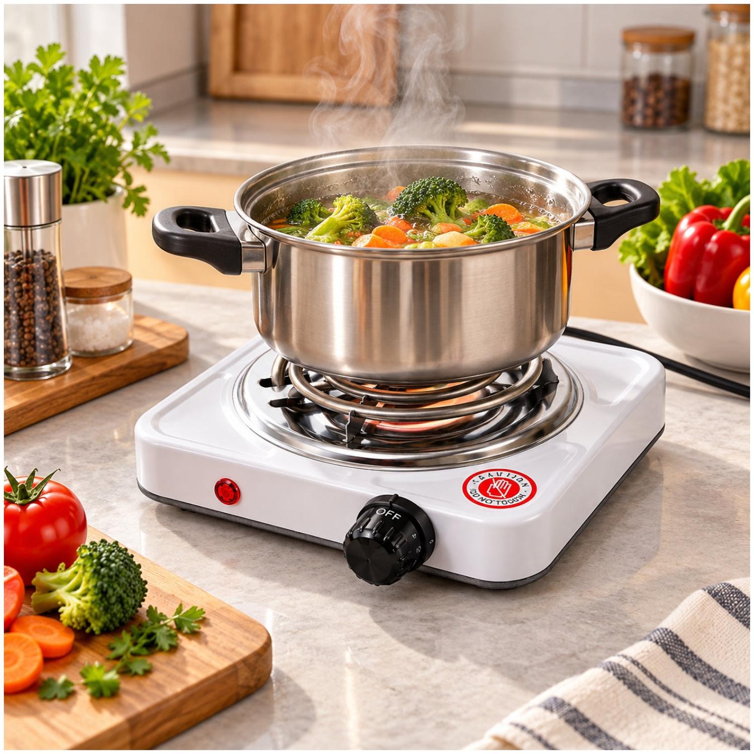 COCINA ELÉCTRICA 1 HORNILLAS 1000W GFT-1010B CON CONTROL DE TEMPERATURA - 3