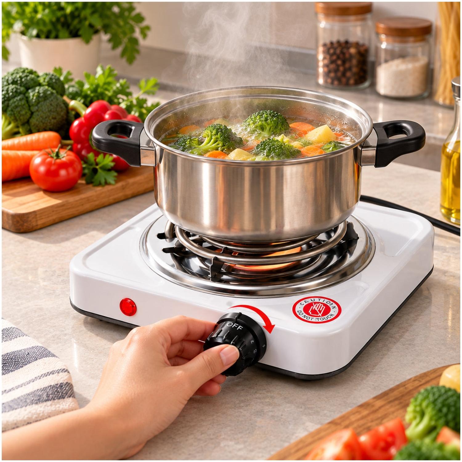 COCINA ELÉCTRICA 1 HORNILLAS 1000W GFT-1010B CON CONTROL DE TEMPERATURA - 4