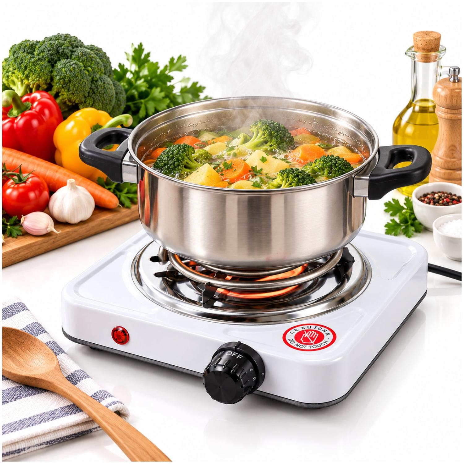 COCINA ELÉCTRICA 1 HORNILLAS 1000W GFT-1010B CON CONTROL DE TEMPERATURA - 5