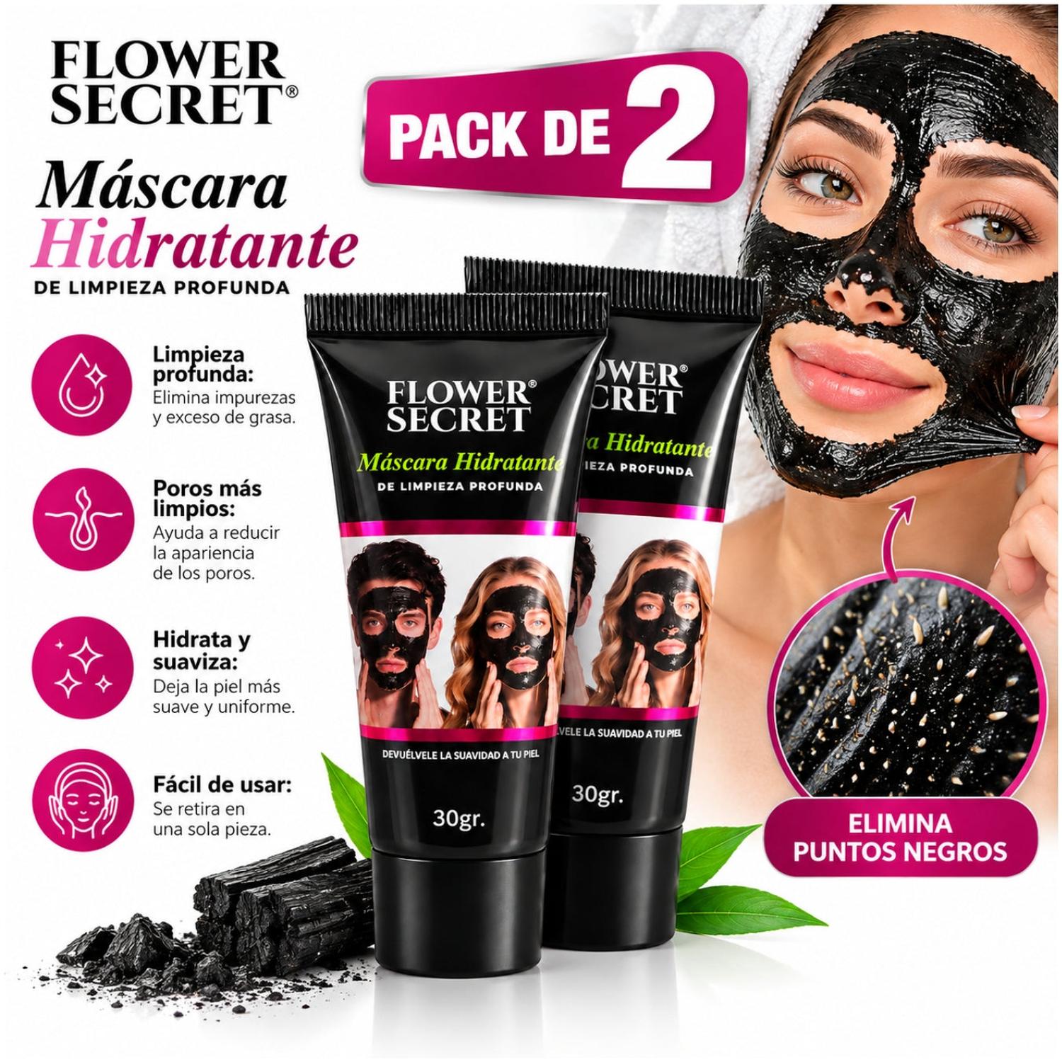 PACK X2 MASCARILLA FACIAL NEGRA PEEL OFF HIDRATANTE LIMPIEZA PROFUNDA 60G - 4