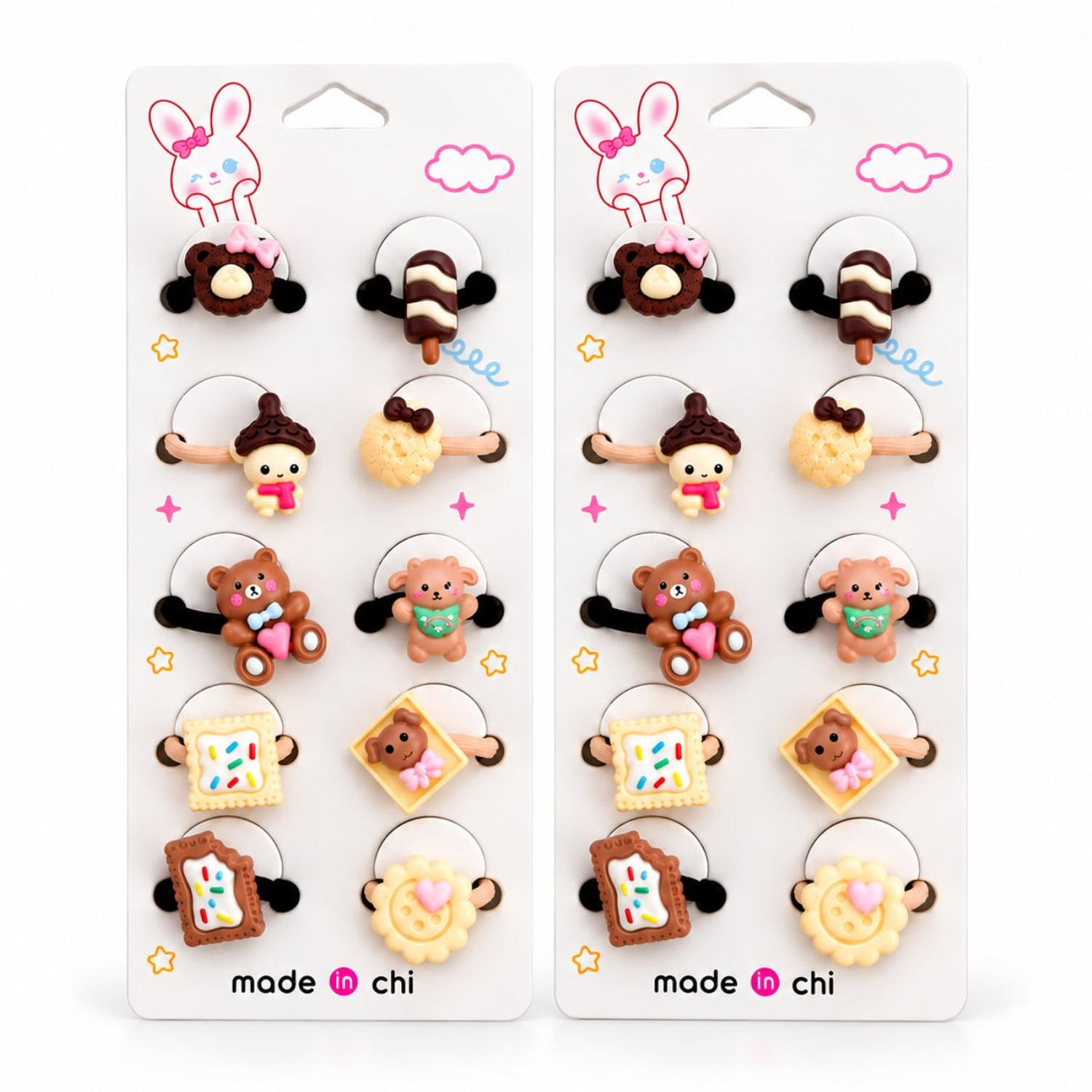 SET DE 20 COLETS PARA NIÑAS CON FIGURAS 3D DE OSITOS, DULCES Y DISEÑOS KAWAII - 1