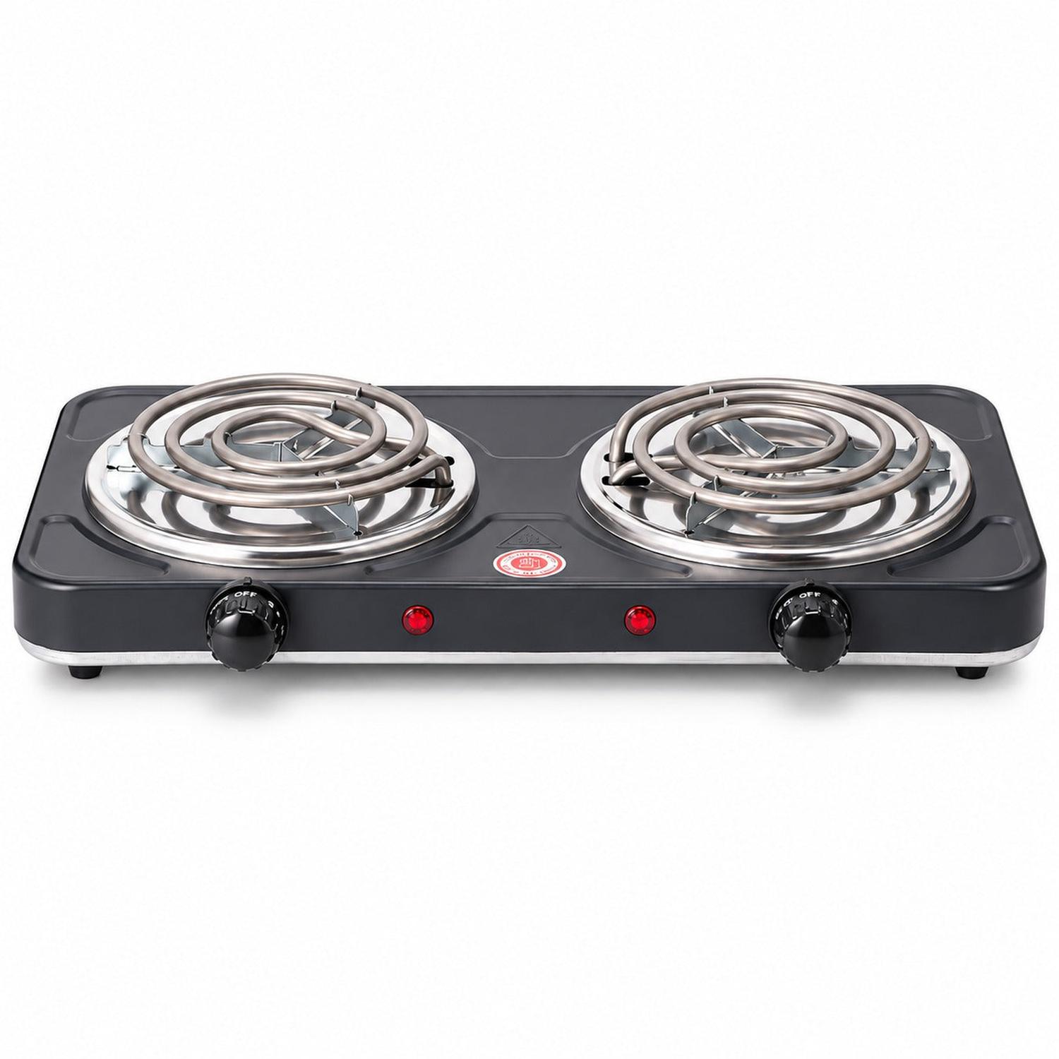 COCINA ELÉCTRICA NEGRA DOBLE HORNILLA 2000W PORTÁTIL 2 PLACAS TEMPERATURA REGULABLE - 2