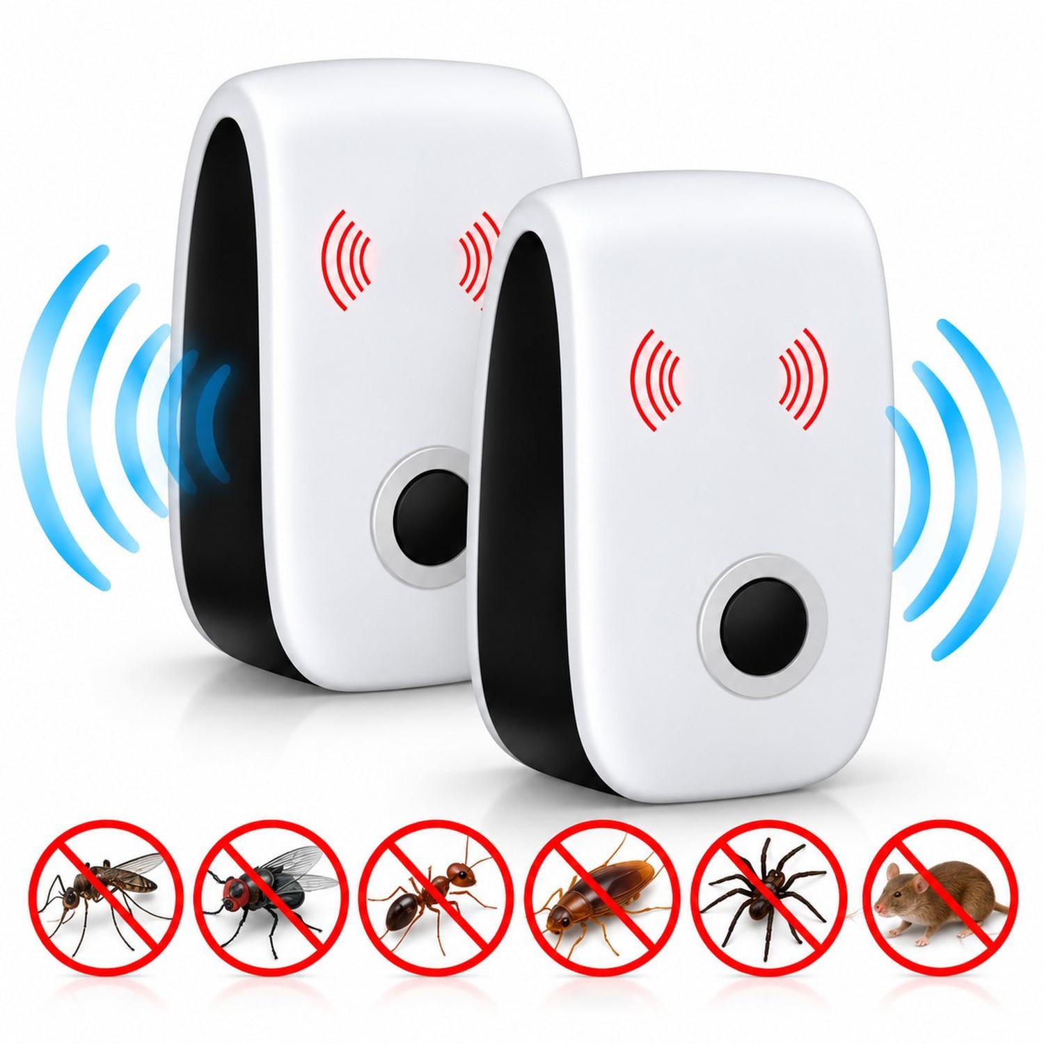 PACK X2 REPELENTE ELÉCTRICO 3W ECOLÓGICO ULTRASÓNICO DE PLAGAS INSECTOS ANTI ROEDORES - 1