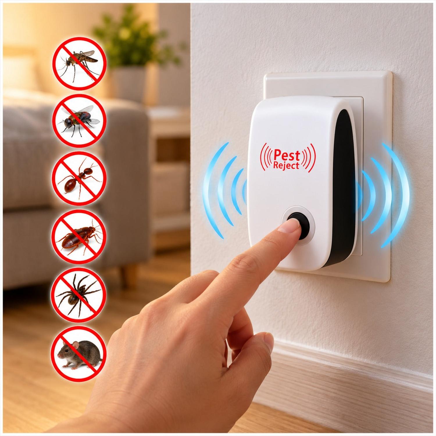 PACK X2 REPELENTE ELÉCTRICO 3W ECOLÓGICO ULTRASÓNICO DE PLAGAS INSECTOS ANTI ROEDORES - 2