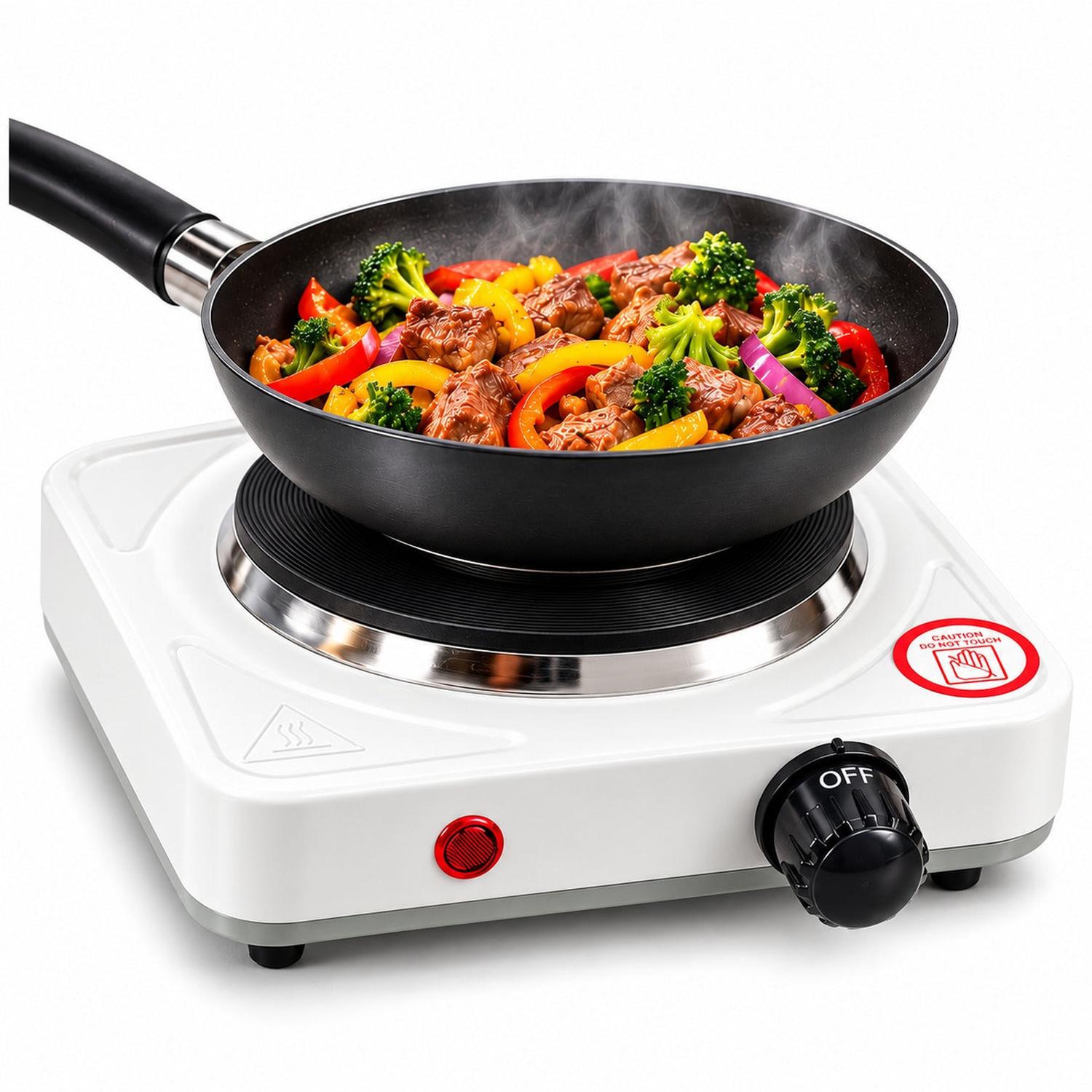 COCINA ELÉCTRICA BLANCA PORTÁTIL DE 1 HORNILLA 1000W CON TERMOSTATO REGULABLE - 5