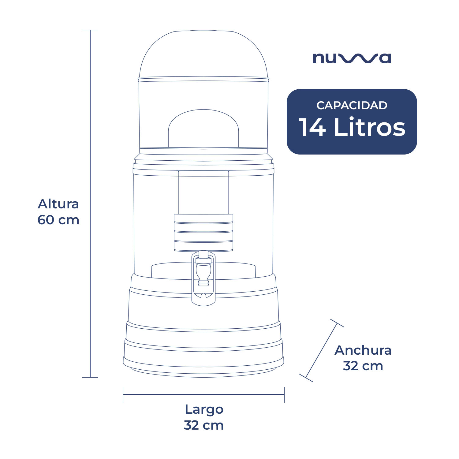 FILTRO NUWA 14 LITROS PURIFICADOR AGUA BIDÓN MINERALIZADOR BLANCO BLANCO - 3