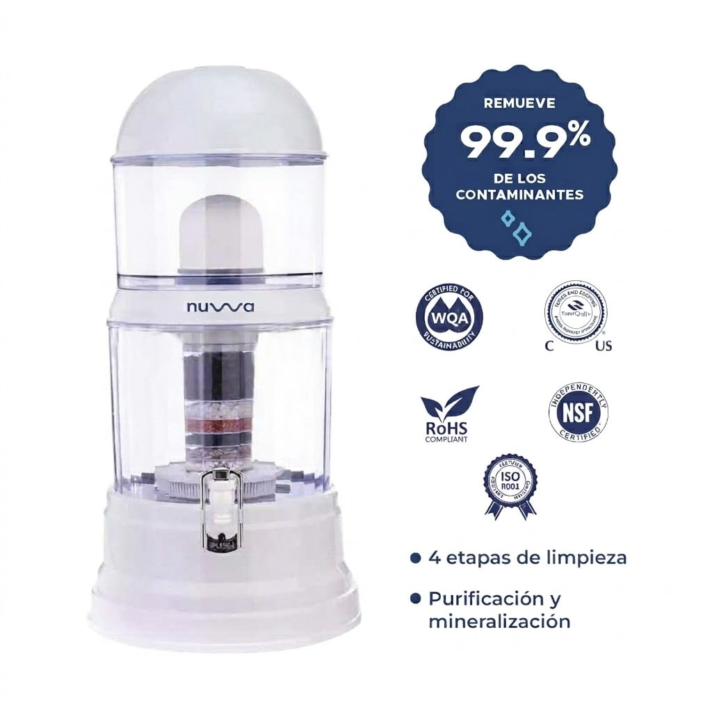 FILTRO PURIFICADOR DE AGUA NUWA BIDÓN MINERALIZADOR 16 LITROS BLANCO - 1
