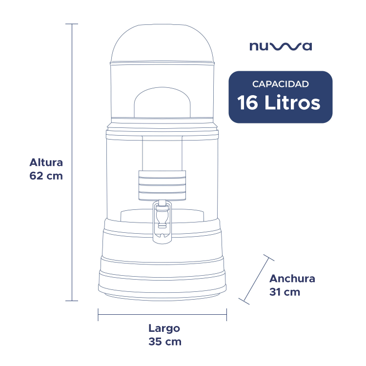 FILTRO PURIFICADOR DE AGUA NUWA BIDÓN MINERALIZADOR 16 LITROS BLANCO - 3