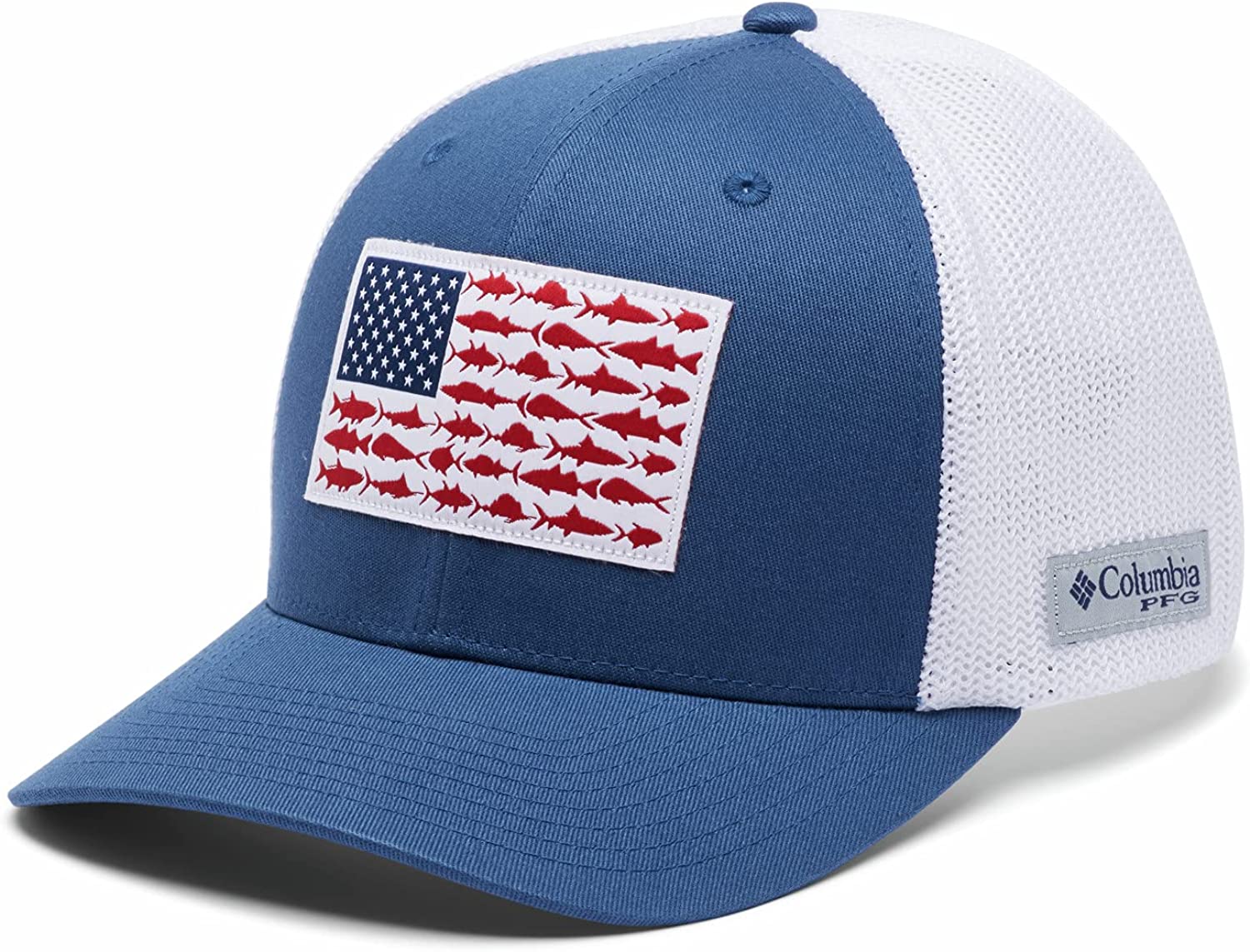 Casquette Columbia PFG Maille Motif Drapeau De Poisson - Unisexe - Dos Ventilé - Pour Pêche Et Loisirs Extérieurs