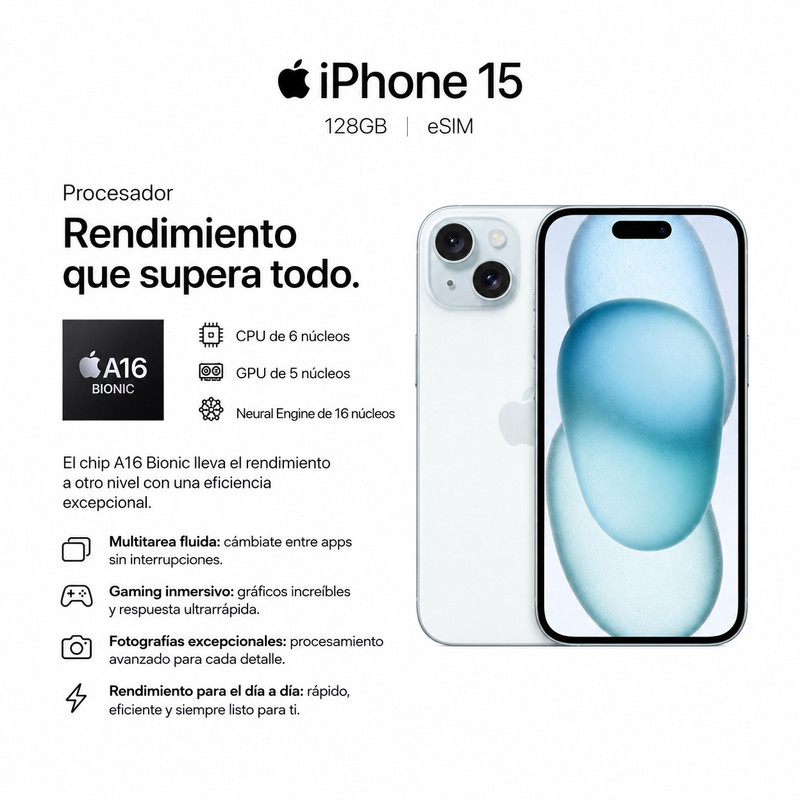IPHONE 15 128GB ESIM - BLUE - 2