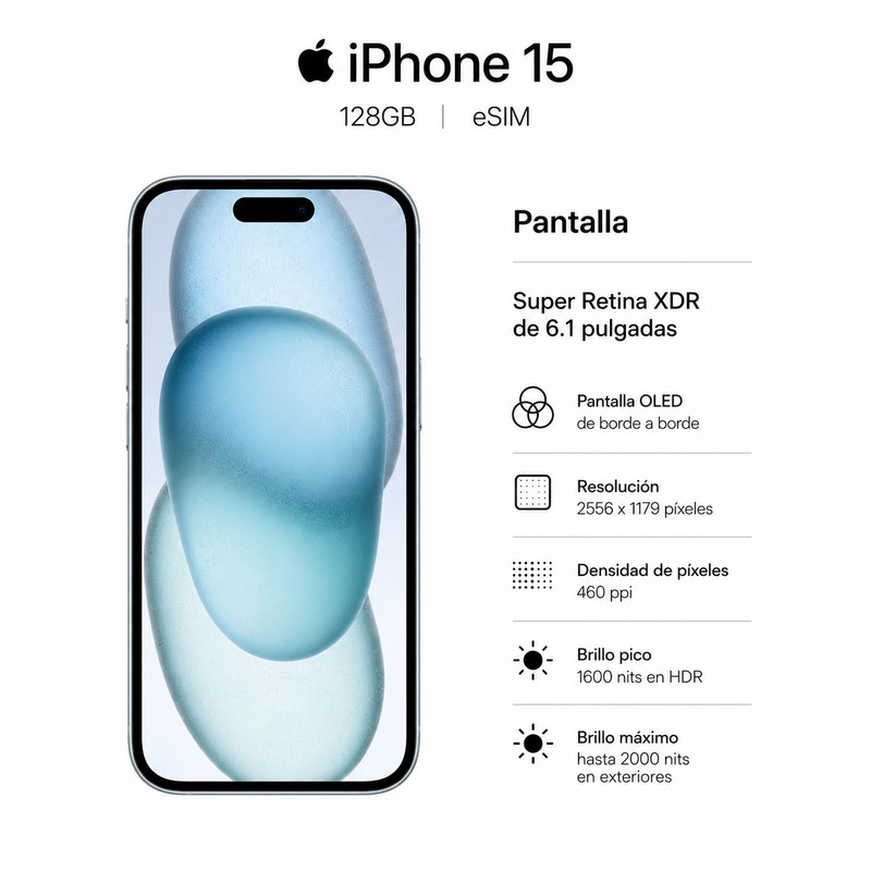 IPHONE 15 128GB ESIM - BLUE - 3