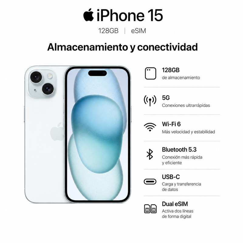 IPHONE 15 128GB ESIM - BLUE - 4