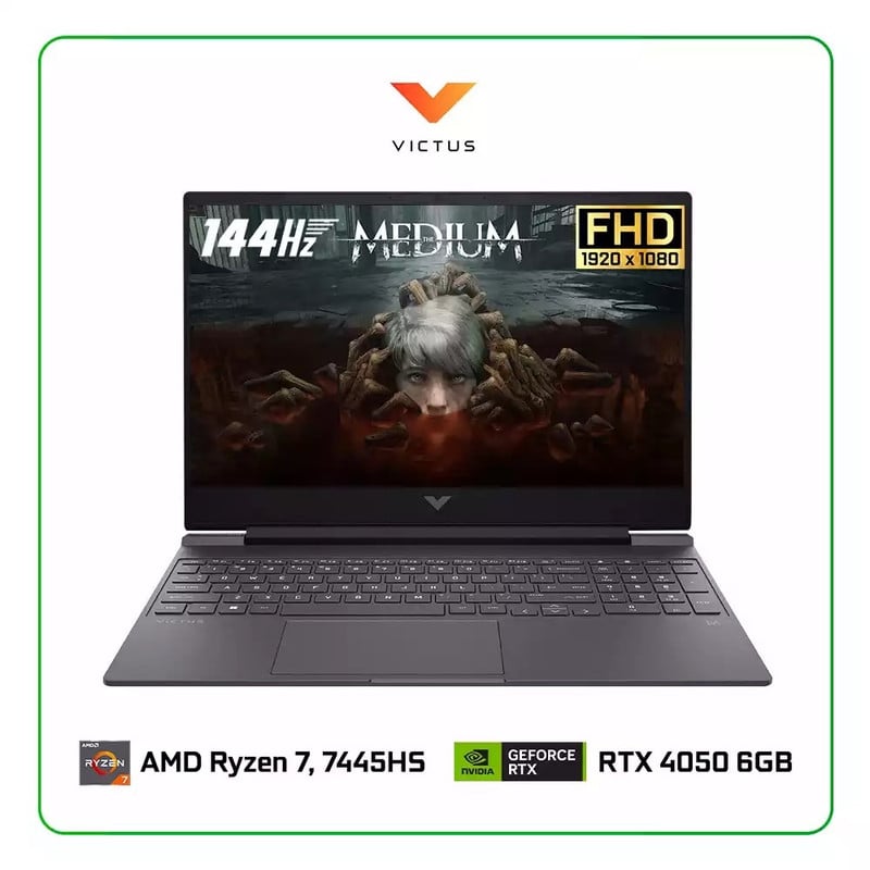 LAPTOP GAMING HP VICTUS 15 RYZEN 7 7445HS 512GB SSD 16GB RAM 15.6'' 144HZ RTX 4050 MICA SILVER - 1