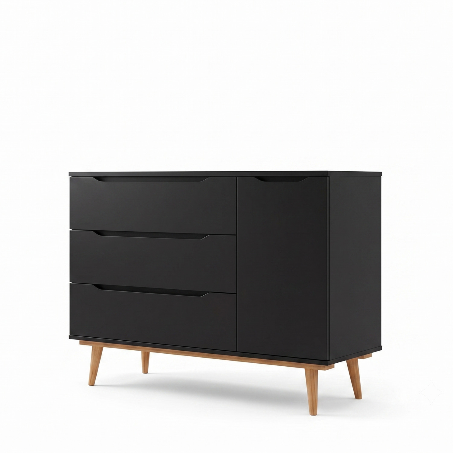 COMODA R&R MUEBLES RUFINA MULTIUSOS MODERNA 3 CAJONES NEGRO + 1 PUERTA RUFINO BLACK - 4