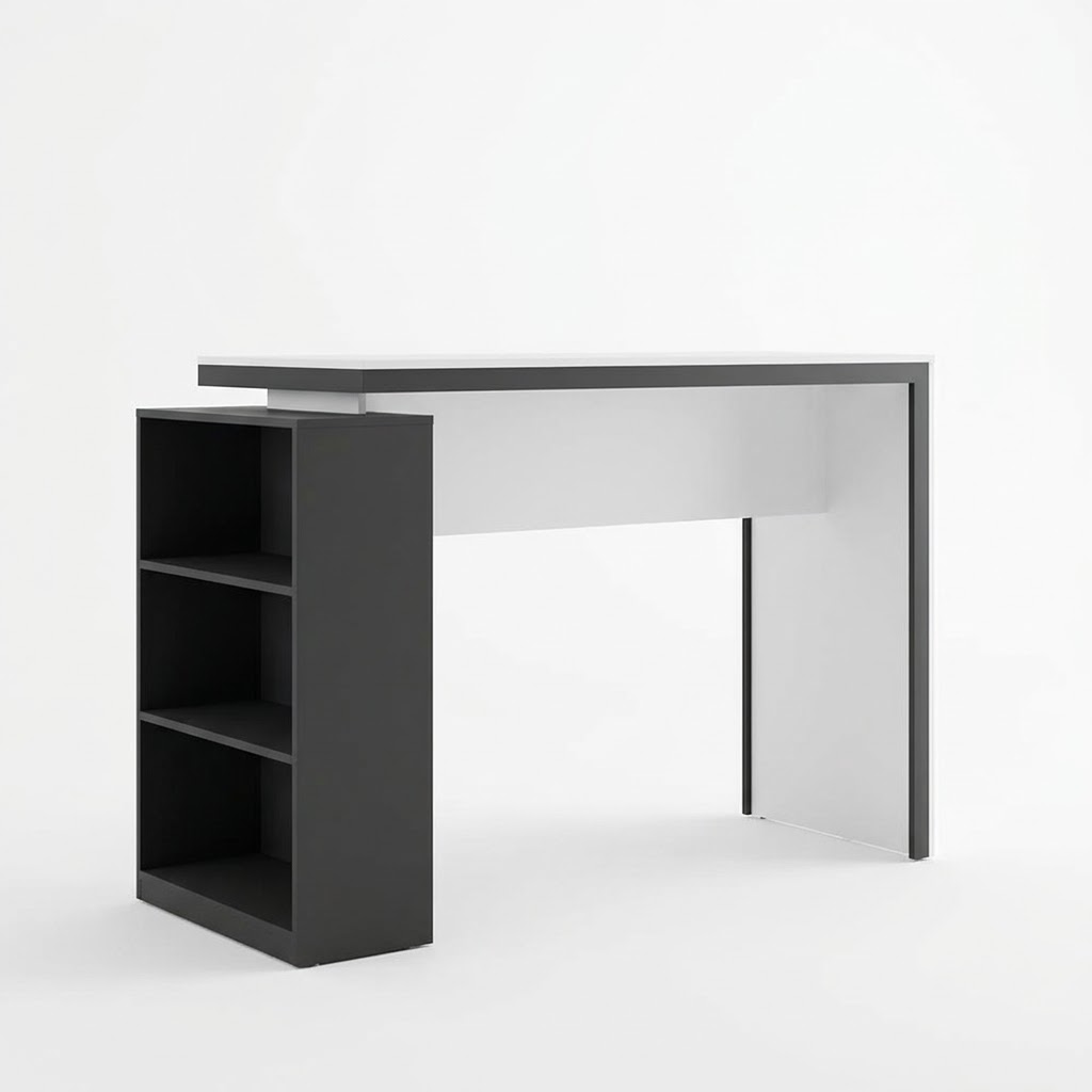 MESA BARRA R&R MUEBLES RRC-057 3 REPISAS DESAYUNADOR RYR MUEBLES OLIVIA PARA 4 PERSONAS BLANCO CON NEGRO - 2