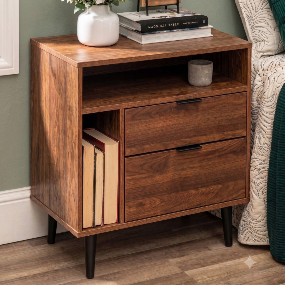 VELADOR R&R MUEBLES MODERNO MARIO 2 CAJONES RRC-101 MARRÓN - 2