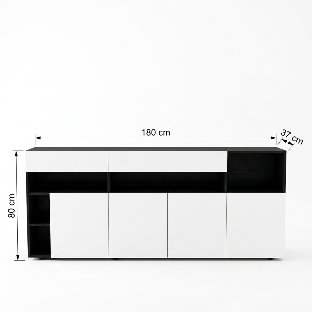 APARADOR R&R MUEBLES RRC-249 MELAMINA DE 18 MM. 4 PUERTAS 2 CAJONES MODERNO ELEGANTE TOKIO - 3