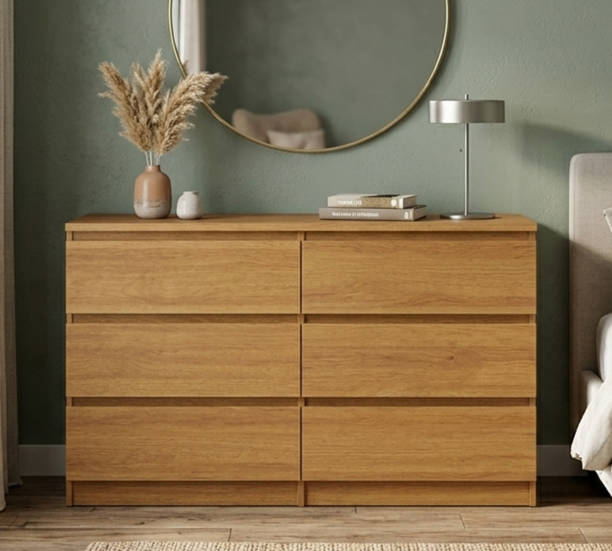 COMODA R&R MUEBLES SAGARA MODERNA DUNA 6 CAJONES MARRON CLARO - 1