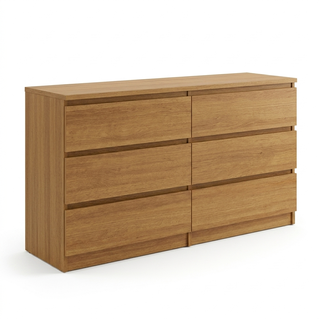 COMODA R&R MUEBLES SAGARA MODERNA DUNA 6 CAJONES MARRON CLARO - 3