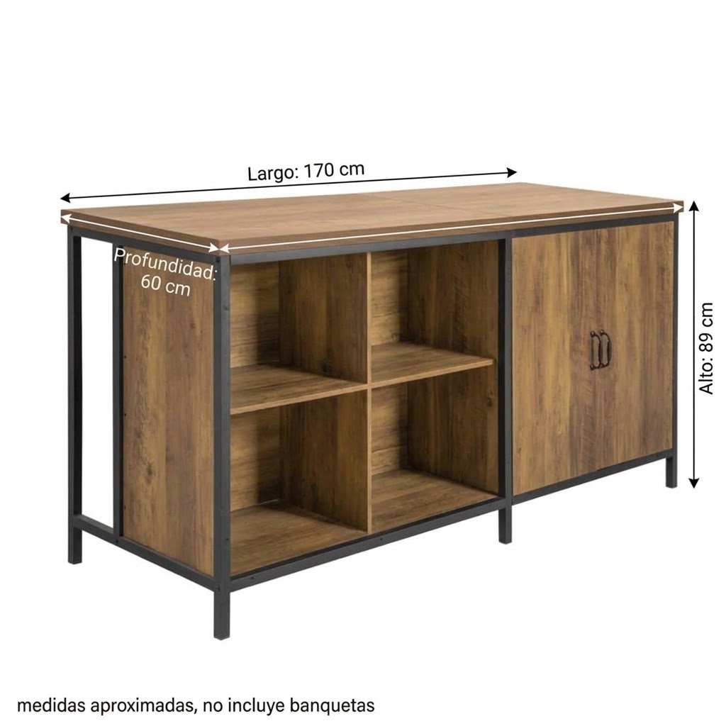 ISLA DE COCINA R&R MUEBLES RISNER MODERNA MARRON RYR MUBLES - 5