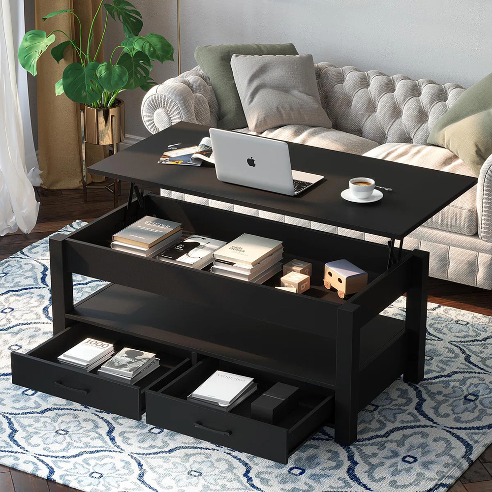 MESA DE CENTRO MODERNO DANNY NEGRO RYR MUEBLES - 2
