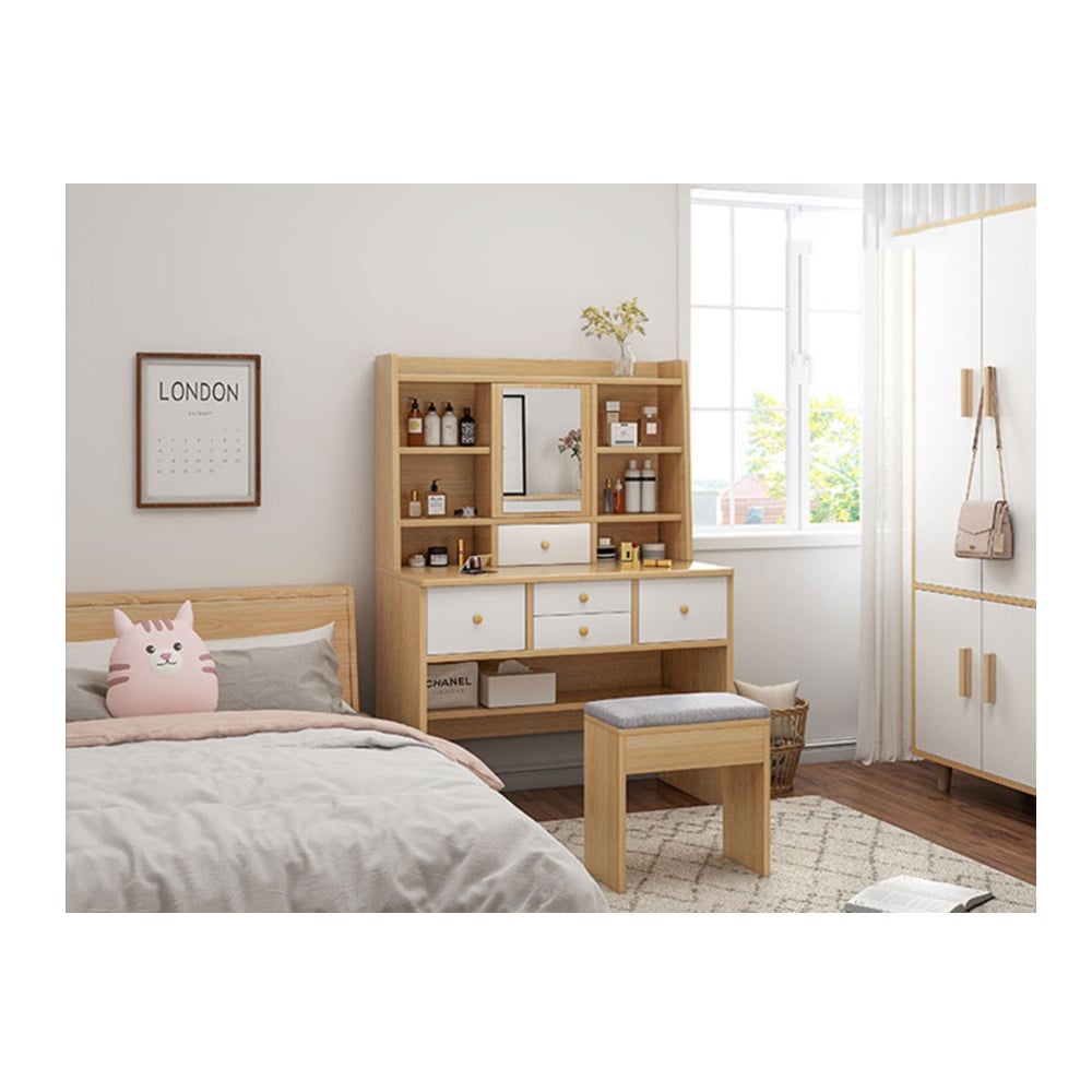 TOCADOR MÁS SILLA MODERNO ARIANA DUNA/BLANCO RYR MUEBLES - 2