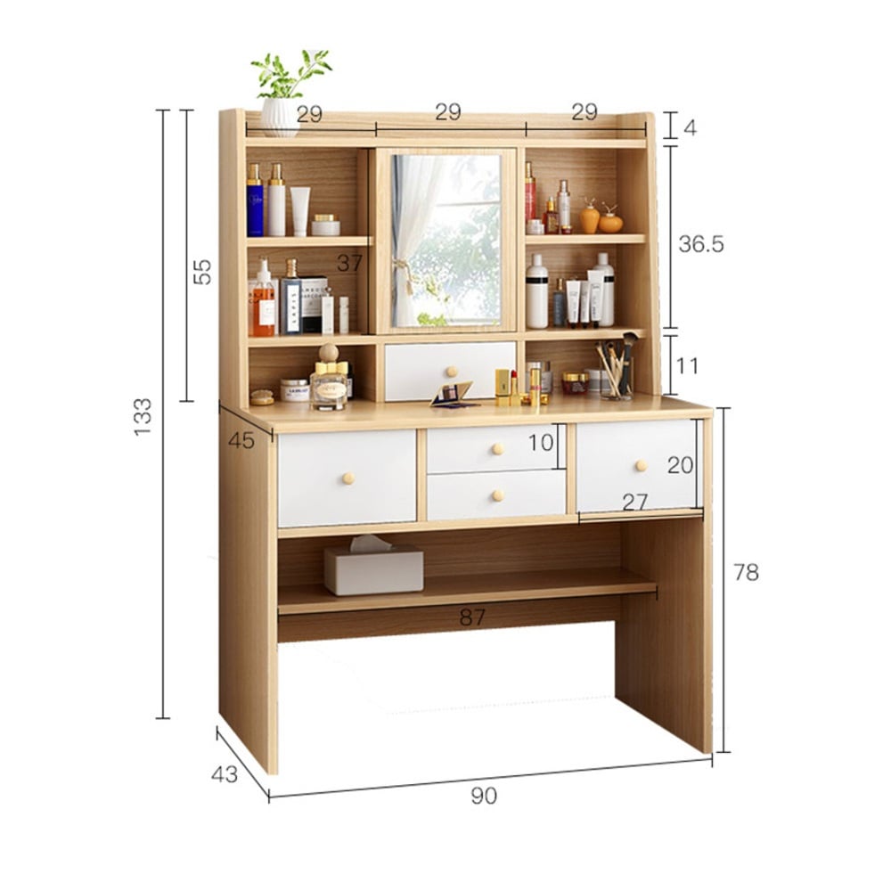 TOCADOR MÁS SILLA MODERNO ARIANA DUNA/BLANCO RYR MUEBLES - 3