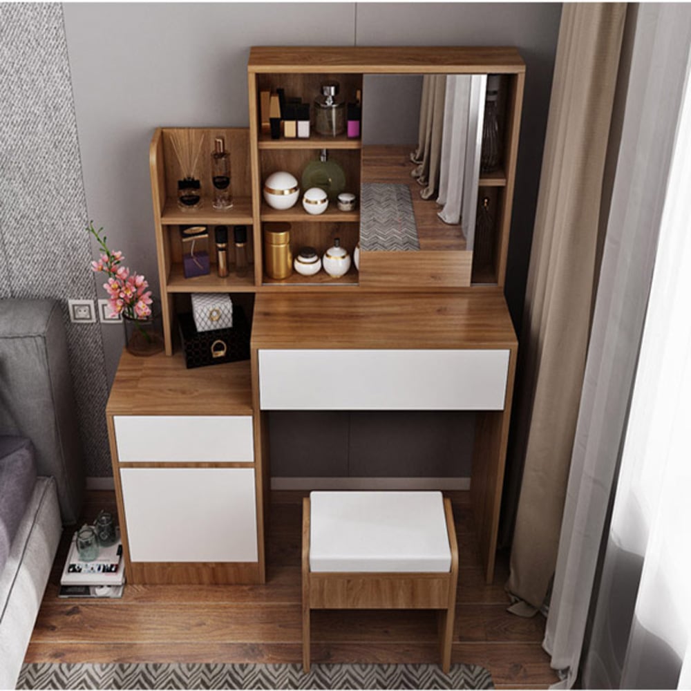TOCADOR MÁS SILLA MODERNO FLOETTE 2 CAJONES 1 PUERTA RYR MUEBLES - 2