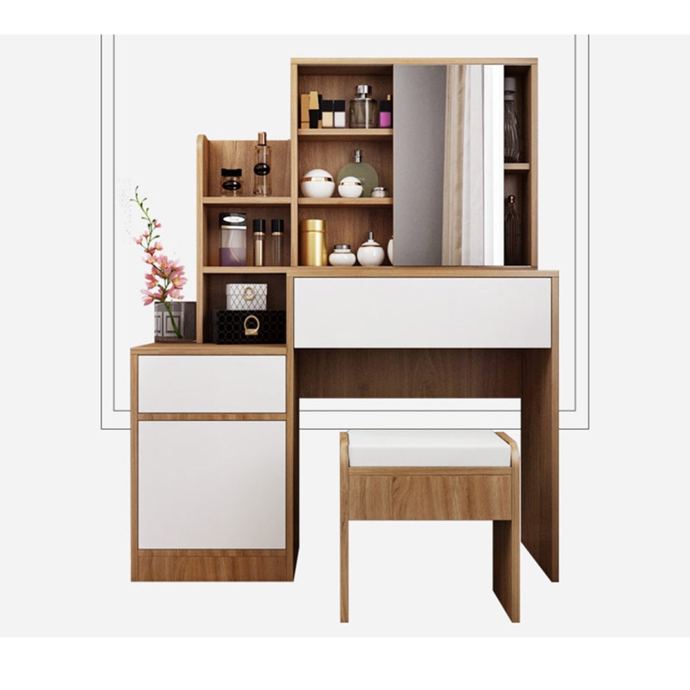 TOCADOR MÁS SILLA MODERNO FLOETTE 2 CAJONES 1 PUERTA RYR MUEBLES - 3