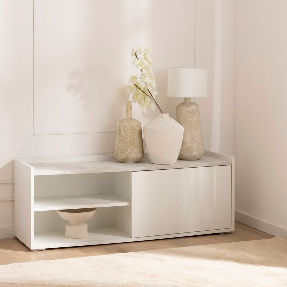 MESA PARA TV MODERNO CURWY 140 CM BLANCO RYR MUEBLES - 1