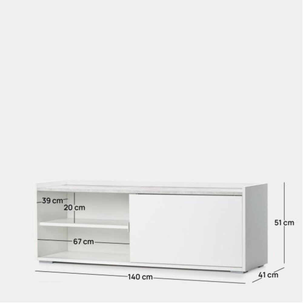 MESA PARA TV MODERNO CURWY 140 CM BLANCO RYR MUEBLES - 3